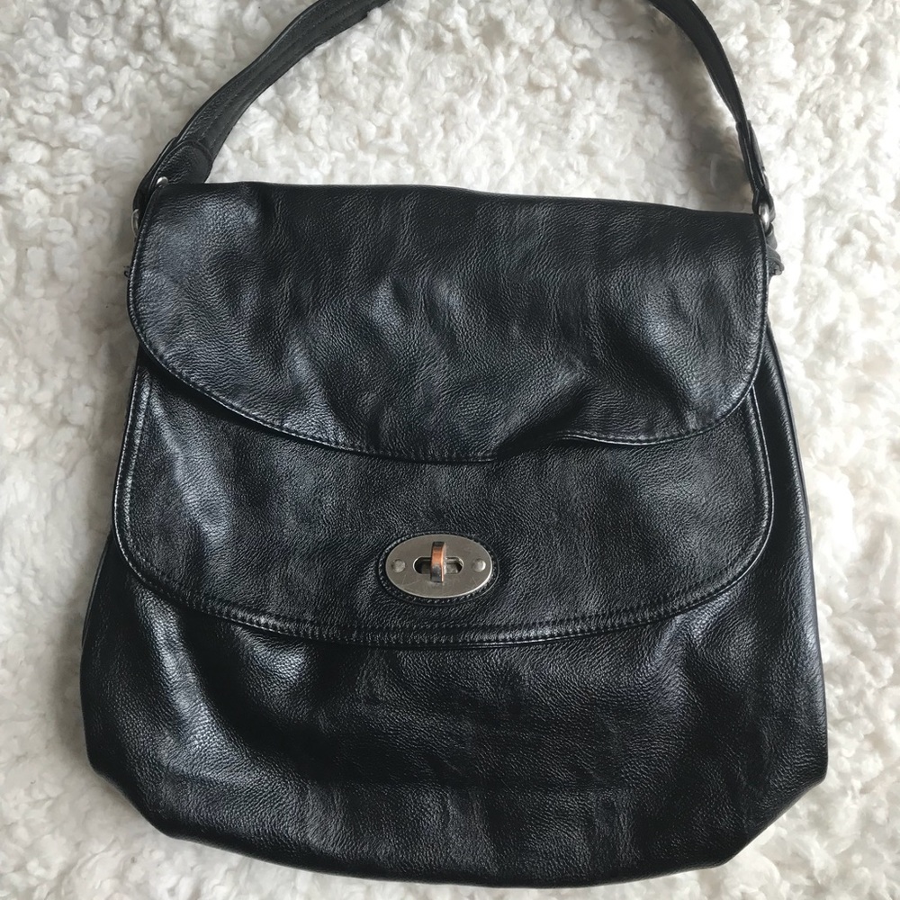 CoLab Black Leather Shoulder Bag Purse Handbag